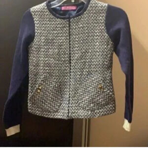 Val Max girl Navy and Gray Tweed  wool Jacket size 7Y​​​